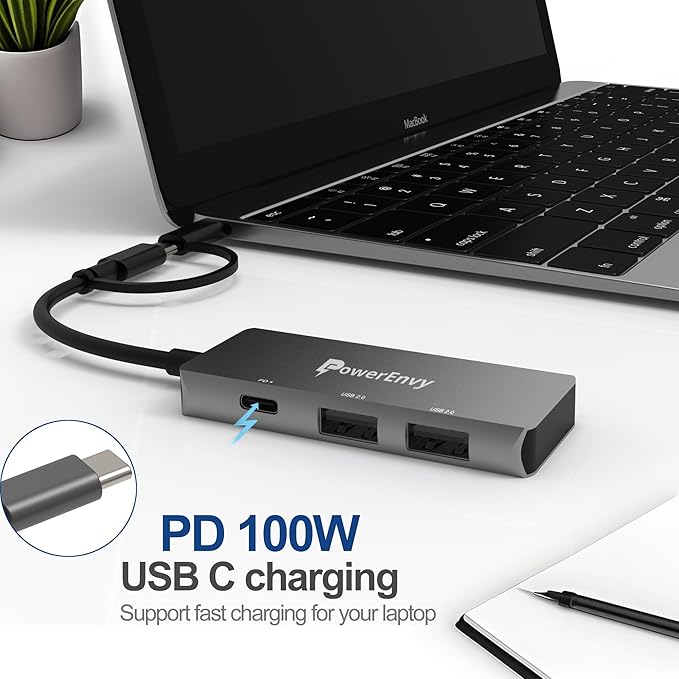USB C HUB, Adapter Multiport Data,USB C to 2 USB A and Charging with Type C to Micro Plug USB Data Transfer Port for MacBook,iPad Pro/Air,XPS,MateBook and More