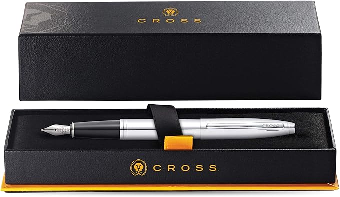 Cross Calais Refillable Fountain Presented in a Luxury Gift Box - Medium Point, Black Ink, Polished Chrome