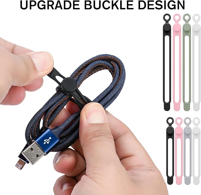 32Pcs Silicone Cable Ties, Data Cable Organizer Silicone Cable Straps Cord Ties Wrap Reusable Wire Organizers Elastic Cables Cord Management Organizers for Electronics, Home, Office, School, Travel