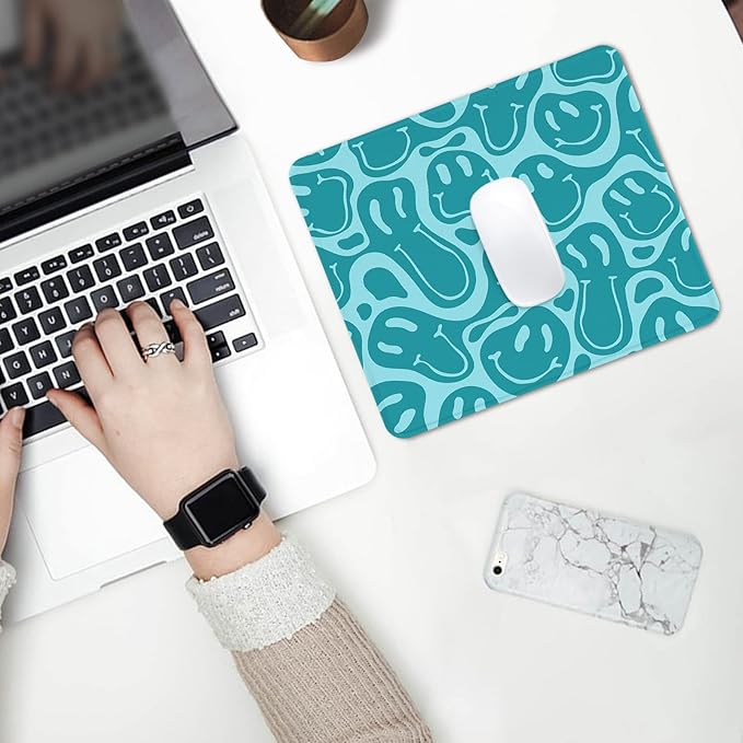 Seorsok Square Mouse Pad Cute Retro Smiley Hippie,Office Home Personalized Premium-Textured Mouse Mat Design,Waterproof Mousepad,Non-Slip Rubber Base Computer Mouse Pads for Wireless Mouse