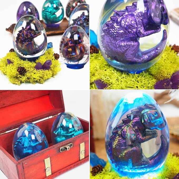 3D Dragon Egg Resin Molds Silicone, Dragon Silicone Mold Set for Epoxy Resin Casting, Ornament Keychain Cute Mold, DIY Resin Candle Concrete Cement Polymer Clay Craft