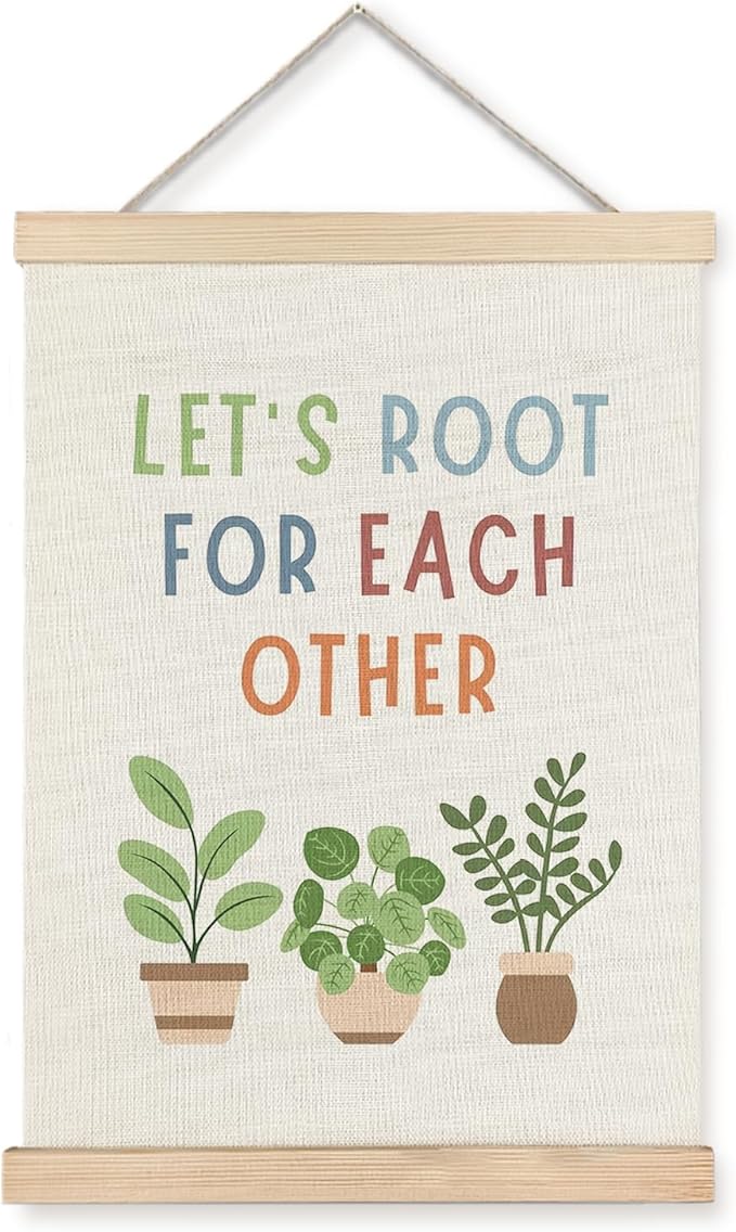 LUVADIAN Let's Root for Each Other Poster Hanger Frame - Motivational Wall Art Prints Decor for Classroom Homeschool Playroom, Boho Classroom Decor, Kids Playroom Decor, 12x16 Inches
