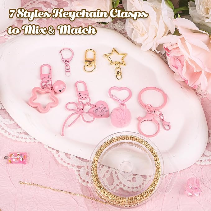 Ecoofor 249 Pcs Keychain Making Kit for Kids & Adults – Includes 15 Keychain Clips, 16.4 Feet Chains, 100 Charms, Beading Accessories, Jewelry Pliers – DIY Bag Charms & Jewelry Craft Kit Supplies