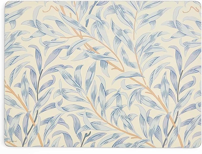 Pimpernel Morris & Co Willow Bough Blue Placemats, Set of 4 - Soft Blue Botanical Mats with Cork Backing for Dining Table Decor & Modern Tableware Accent for Everyday Meals at Home & Restaurants Use