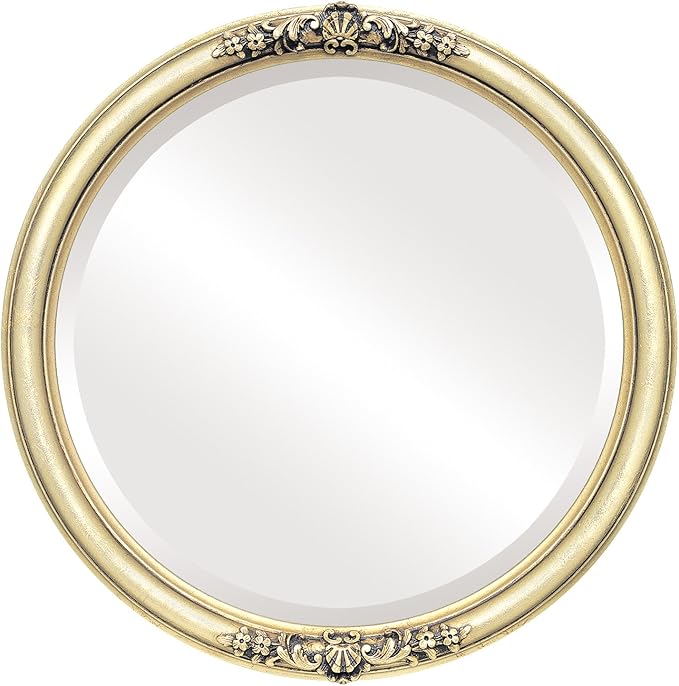OVALCREST Round Beveled Wall Mirror for Home Decor - Contessa Style - Gold Leaf - 16x16 Outside Dimensions