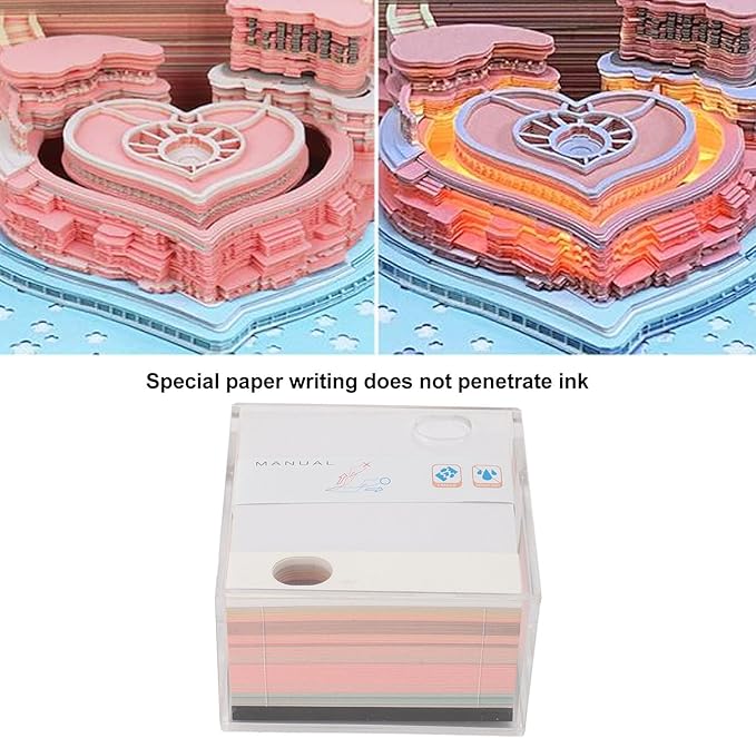 Castle 3D Memo Pad with s, Paper Car Sculp Notepad, DIY Notepad with Pen Holder, Tear Away for Desktop,