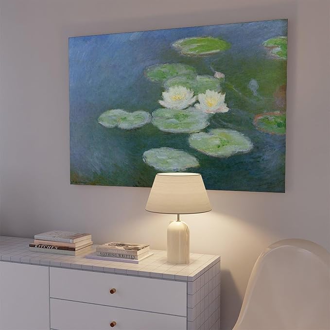 CFIOZYOS 40+ Monet Famous Print Posters Water Lilies, Evening Effect by Claude Monet Impressionism Canvas Poster Wall Art Print Bedroom Decor Office Room Kitchen Decor Gift Frame 20×30inch(50×75cm)