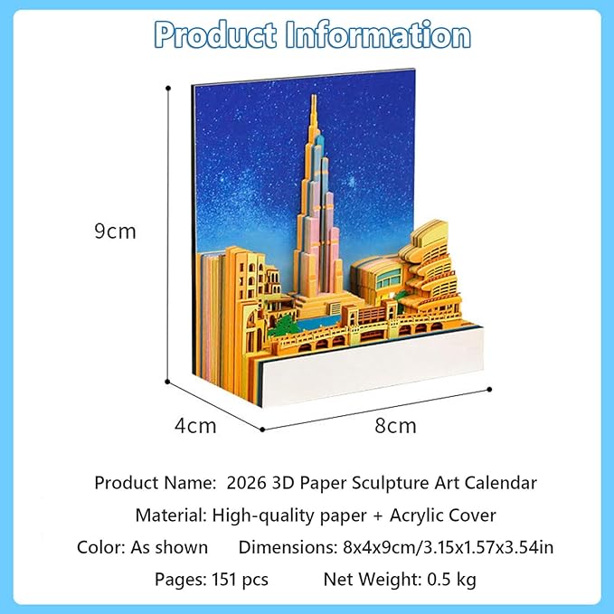 3D Art Calendar 2026,3D Memo Pad Creative Time Piece Calendar,Creative Non Stick Sticky Note,3D Memo Pad Art Notepad,Exquisite Paper Sculpture Gifts,Desktop Decoration Crafts