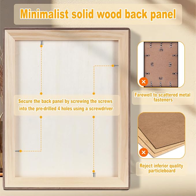 HELPLEX 11x14 Premium Picture Frame Set of 2 - Solid Walnut Wood, UV-Blocking Plexiglass, Convertible 8x10/5x7 Matted or 11x14 Open - Wall Art Gallery & Family Legacy Home Decor