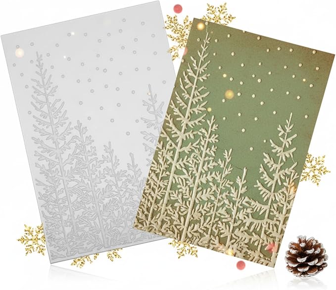 Geiserailie 1 Pcs Embossing Folders Embossing Machine Template Paper Card Folders for Christmas Card Making DIY Flower Scrapbook Photo Album Craft Decoration 5.9 x 4.1 Inch (Christmas Tree Style)