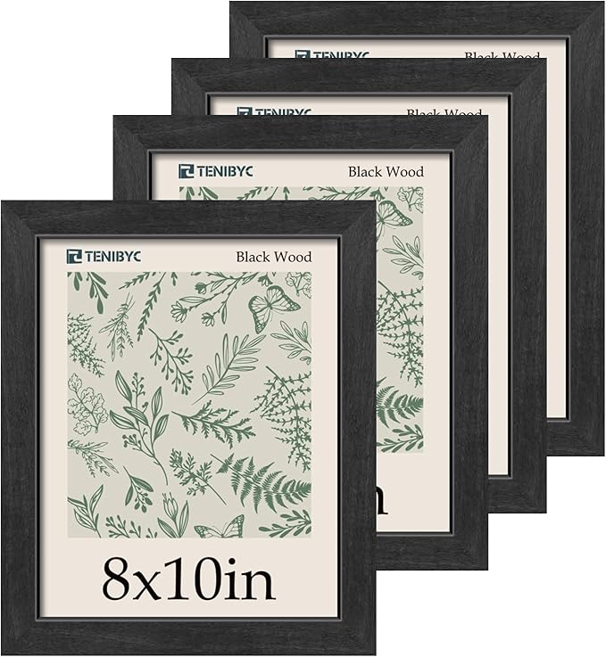 Picture Frame 4 Pack - Solid Wood Poster Photo Frame - Woodgrain Series - Room, Office, Gallery, Studio Display - Wall Hanging