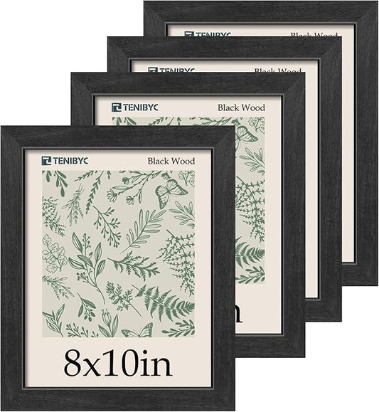 Picture Frame 4 Pack - Solid Wood Poster Photo Frame - Woodgrain Series - Room, Office, Gallery, Studio Display - Wall Hanging