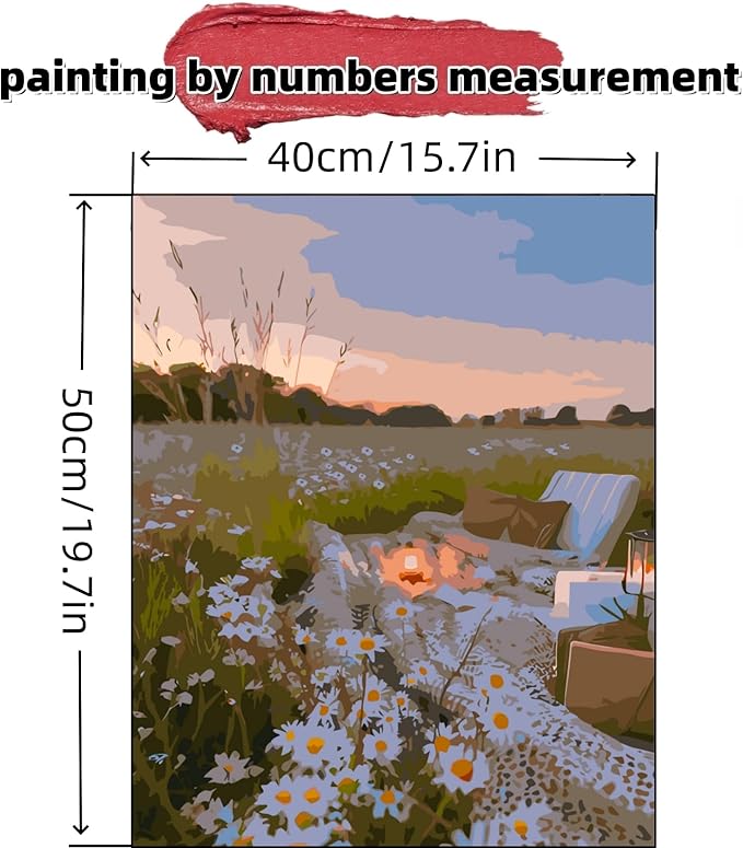 JYXSJYYD Paint by Numbers Kit for Adults Beginner,Sea of Flowers Paint by Number Kits Canvas Without Framed,Flower DIY Acrylic Oil Painting Adults Paint by Numbers Kits for Home Wall Decor 16x20 Inch