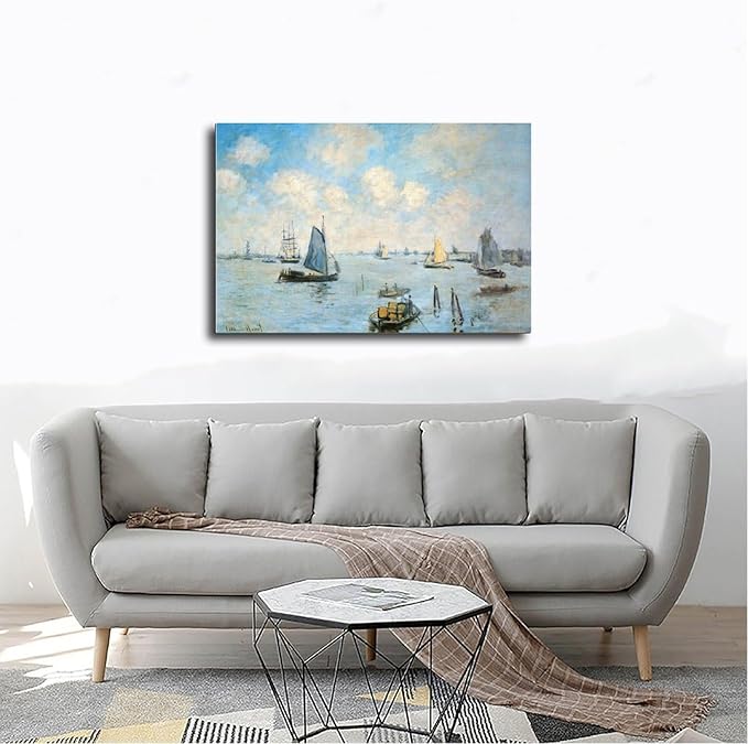 CFIOZYOS 40+ Monet Famous Print Posters The Sea at Amsterdam by Claude Monet Impressionism Canvas Wall Art Print Poster For Home School Office Decor Frame 16×24inch(40×60cm)