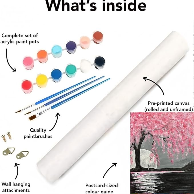 CSZPPQAF Paint by Numbers Kit for Adults Beginner, Cherry Blossom Tree Adult Paint by Number Kits on Canvas,DIY Acrylic Watercolor Easy Oil Painting Kit for Home Wall Decor 16X20inch
