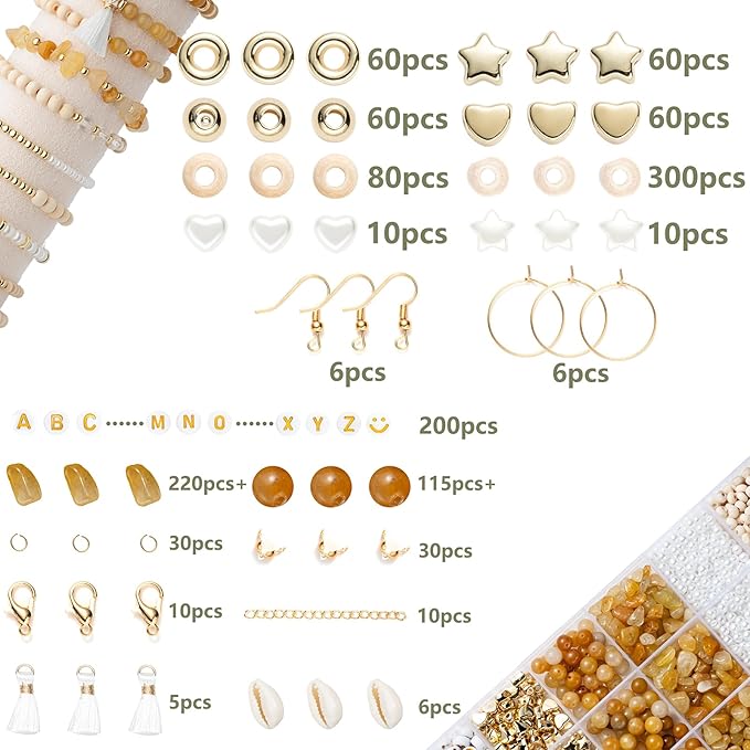 Xylise Jewelry Making Supplies Kit Natural Stone Beads for Irregular Natural Stone with for DIY Craft Bracelet Necklace Earrings for Adults (Topaz)