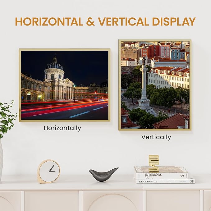 12x15 Aluminum Metal Picture Frame,Tempered Glass Gold Photo Frame 12x15 for Family Photo,Posters,Art,Document to Wall Mount Horizontally or Vertically