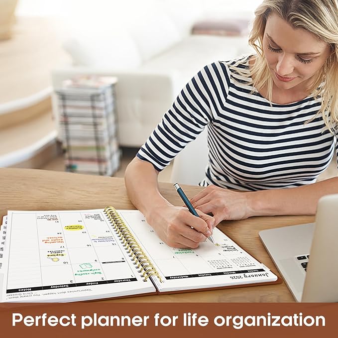 2026 Planner, Weekly and Monthly Calendar Planner for Women, Jan 2026 - Dec 2026, Hardcover Planning Agenda book with Tabs, Spiral Bound, Inner Pocket, Perfect for School Office Supplies, 8.5" x 11" - Rust Brown