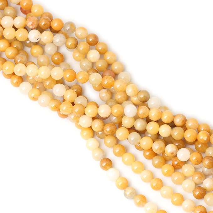 45PCS 8mm Natural Yellow Jade Multi-Color Gemstone Round Loose Beads for Jewelry Making DIY Handmade Materials 1 Strand 15"