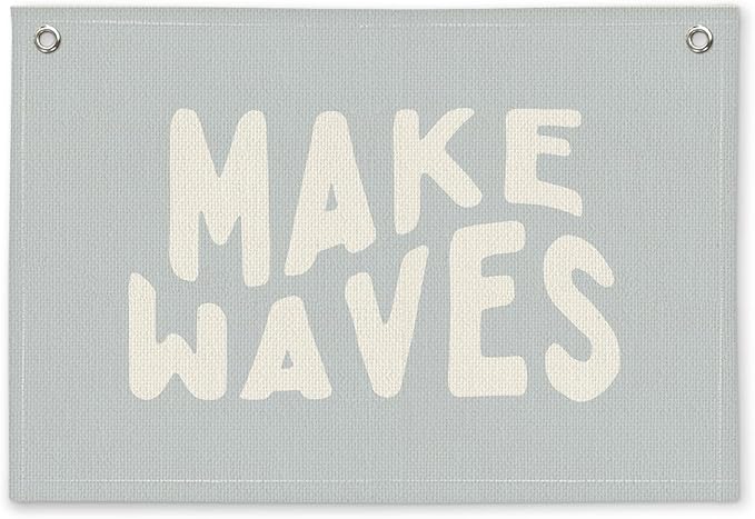Coastal Beach Kids Room Decor - Linen Banner Wall Hanging Canvas Banner Flag Decor for Kids Toddler Bedroom Nursery Playroom