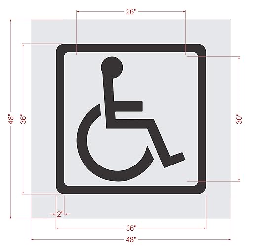 Stencil ProStore Parking Lot 30" Handicap Stencil - 3pc Set - 36" x 36" - 1/16" (63 mil) Light-Duty LDPE Plastic - ADA Compliant