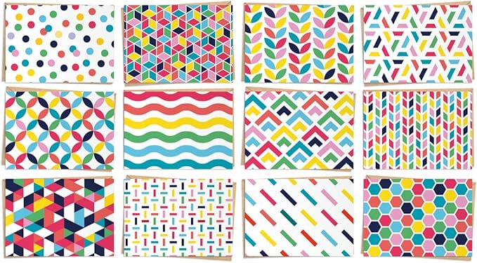 120 Pack Blank Greeting Cards - All Occasion Bulk Box Set - 12 Designs - Craft Paper Envelopes and Gold Labels Included