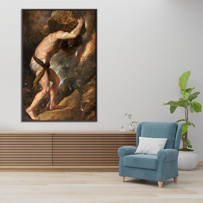 OKRA Tiziano Vecellio Canvas Wall Art Sisyphus Poster Ancient Greek Mythology Art Master Painting Print Modern Home Decor Suitable for Bedroom Living Room Office Wall Decor Unframed(12x18in/30x45cm)