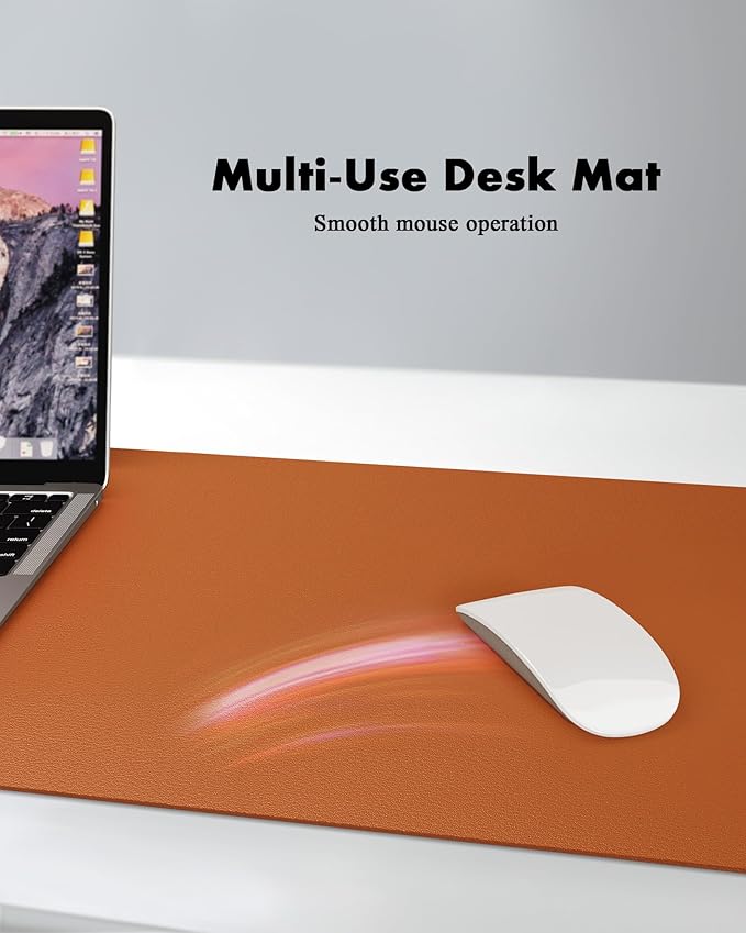 YSAGi Double-Sided Desk Pad, 23.6"x13.7" Leather Desk Mat, Eco Cork Desk Pad Protector, Large Mouse Pad for Desk, Waterproof Desk Blotter Pad, Desk Writing Pad for Office Work/Home(Brown/Cork)