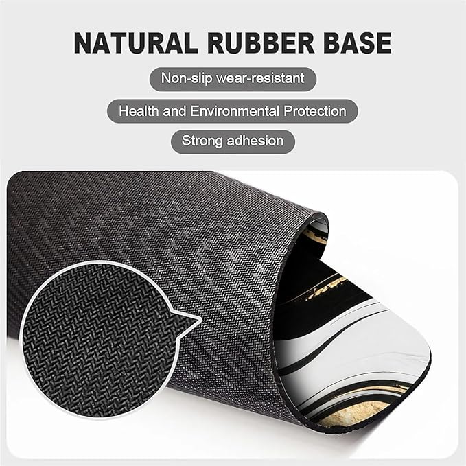 Square Mouse Pad Black White Marble, Personalized Premium-Textured Custom Mouse Mat Design, Washable Mousepad Cloth, Non-Slip Rubber Base Computer Mouse Pads for Wireless Mouse