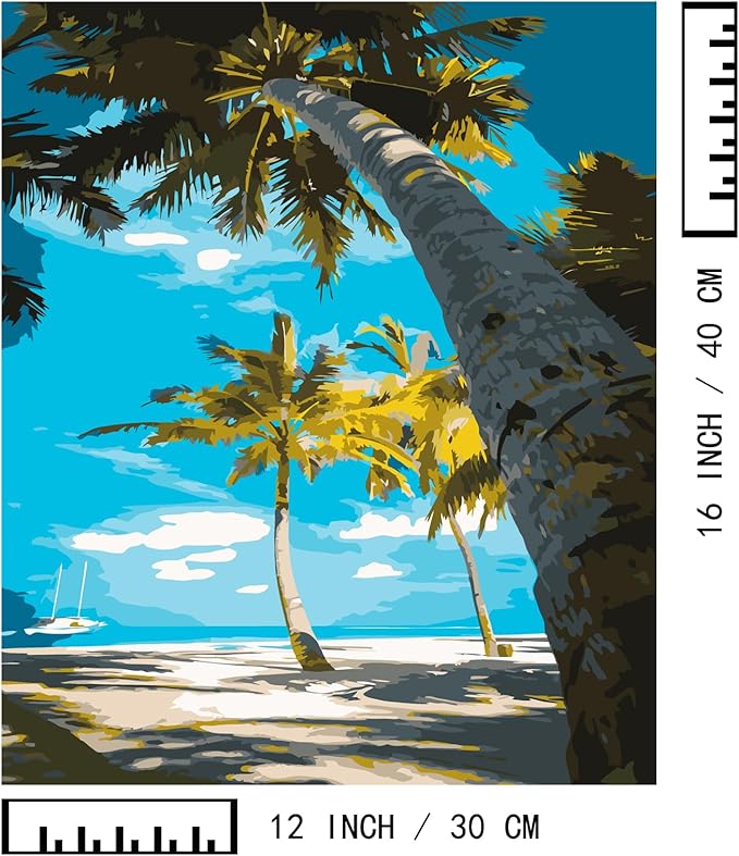 BAISITE Paint by Numbers Kit for Adults Beginners,12" Wx16 L 2 Pack Canvas for Painting Kits for Adults in Colorful Box-BAIPBN601-602