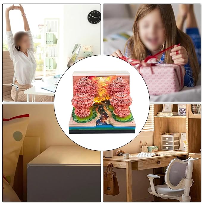 Time Piece Calendar 2026,3D Tree Tear-Away Memo Pad Creative Desk Calendars,3D Notepad Paper Carving Art Sticky Notes,3D Calendar 2026 Suitable for Room and Office Desktop Decoration