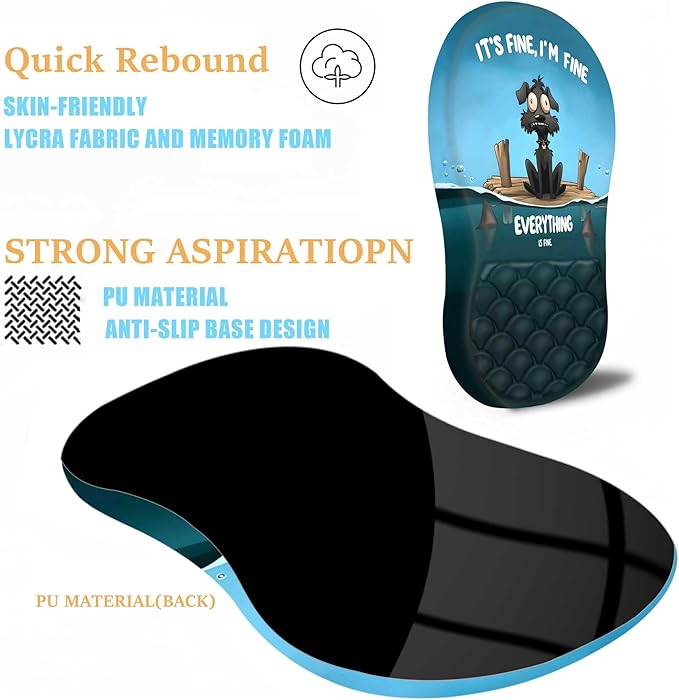 Ergonomic Mouse Pad Wrist Support with Massage Design,Funny Dog Wrist Rest Pain Relief Mousepad with Memory Foam,Mousepad for Wireless Mouse