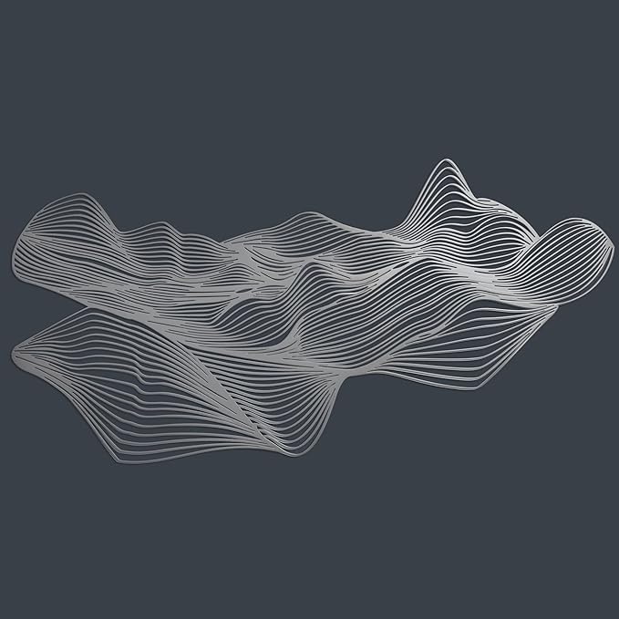 NEODECO Sand dune metal wall art , Minimalist living room decor , desert nature decor , abstract line art , bedroom decor home decoration , housewarming gift , large wall art , office decoration (Silver, Large)