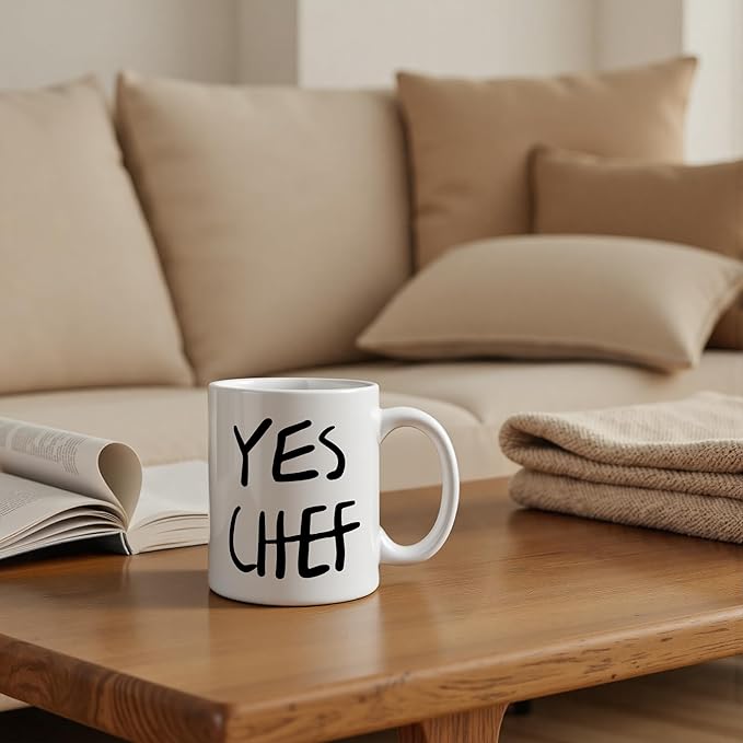 Chef Gifts Mug 11 oz, Gifts for Cooking Baking Lovers, Bread Baker Gift Coffee Cups Ceramic, Minimalist Yes Chef Ceramic Mug for Coffee Tea Hot Cocoa Home Office Work
