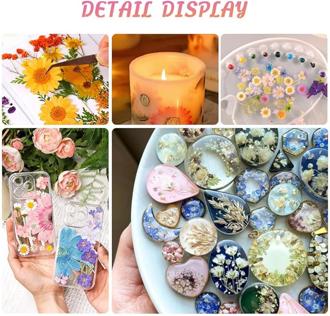 Cold Tone Dried Pressed Flowers for Resin, Real Pressed Flowers Dry Leaves Bulk Natural Herbs Kit for Scrapbooking DIY Art Crafts, Epoxy Jewelry, Candle, Soap Making, Nails Decor