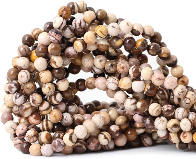 60PCS 6mm Natural Australian Zebra Gemstone Round Loose Beads Crystal Energy Stone for DIY Jewelry Making 1 Strand 15"