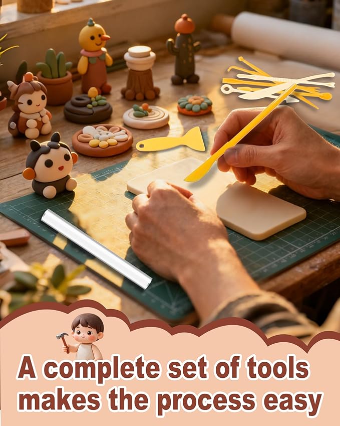 Polymer Clay Kit, 50 Colors Oven Bake Clay with 20 Sculpting Tools and 9 Accessories, Non-Sticky Modeling Clay for Kids DIY Crafts, Birthday and Christmas Gift for Beginners