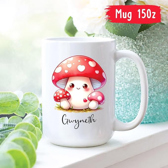Customized Mushroom Coffee Mug Gifts For Vegetable Lovers, Mushroom Mugs, Personalized Mushroom Ceramic Mug With Name, Vegetable Cup Gift, Custom Mushroom Travel Mug, Vegan White Tea Cup 11oz 15oz