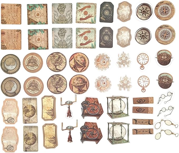 100PCS Vintage Journaling Scrapbooking Supplies Ephemera Pack for Junk Journal Bullet Journals Planners Decoupage Paper Scrapbook Stickers Aesthetic Cottagecore Collage Craft Album (Astronomy)