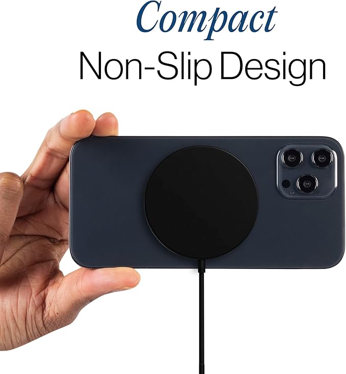 SPOTMINDERS Wireless Charger for iPhone, AirPods, Tracking Card 15W Flat Fast Charging Pad QI Compatible with Samsung, Android, Apple - Magsafe, Non-Slip Surface, Advanced Cooling - No AC Adapter