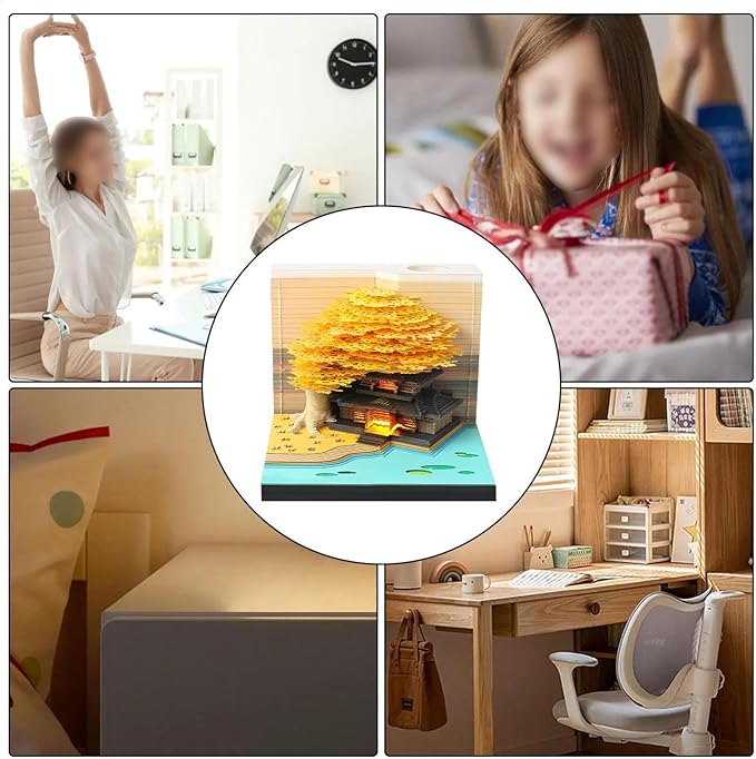 Time Piece Calendar 2026,3D Tree Tear-Away Memo Pad Creative Desk Calendars,3D Notepad Paper Carving Art Sticky Notes,3D Calendar 2026 Suitable for Room and Office Desktop Decoration