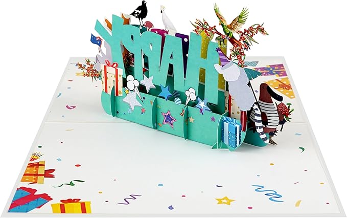 3D Happy Birthday Pop-Up Cards With funny Animal Handmade Gift for Boy, Girl, Wife, Men Inches Aniversary Wedding Christmas Australian animals Birthday Gift for Friend