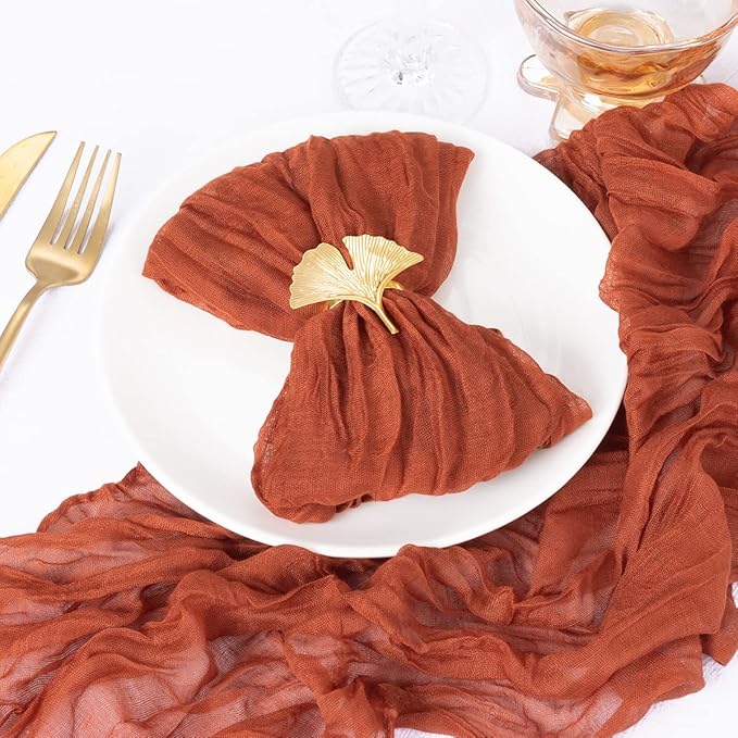 20 Pack Terracotta Cheesecloth Napkins Burnt Orange Spring Cloth Napkins Set of 20 Dinner Napkins Bulk 21x21 Inches for Wedding Bridal Shower Baby Shower Valentine's Day