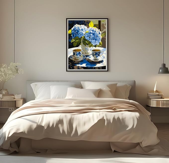 CSZPPQAF Paint by Numbers Kit for Adults Beginner, Flower Hydrangea Paint by Number Kits on Canvas, DIY Easy Acrylic Watercolor Oil Painting by Numbers for Home Wall Decor 16X20inch