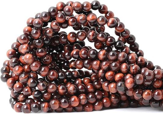 60PCS 6mm Natural Red Tiger Eye Gemstone Round Loose Beads for Jewelry Making DIY Findings 1 Strand 15"