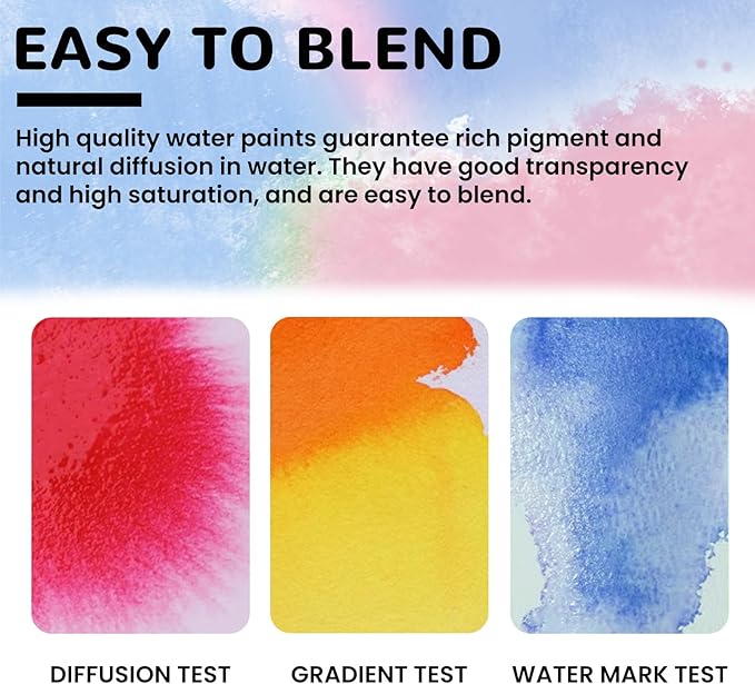 12 Pack Watercolor Paint Set for Kids, 12 Color Washable Water Color Paint, Woodbrushes Included, Christmas Gift