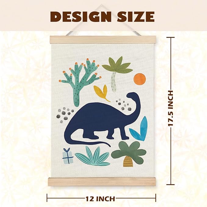 Luvadian Little Dude Dinosaur Poster Hanger Frame Set of 2, Boys Room Decor, Toddler Nursery Wall Art, 12x16 Inches