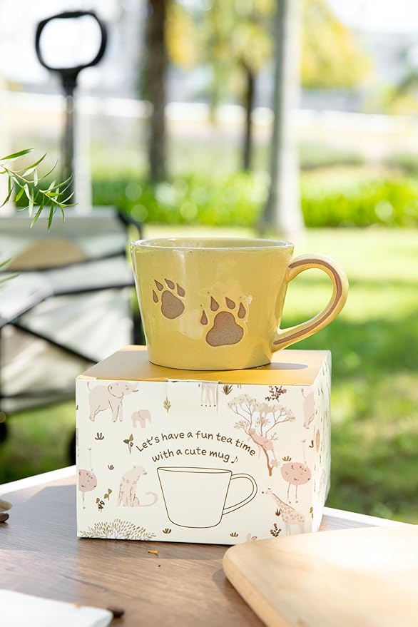DIHOclub Lion Coffee Mug Ceramic 3D Wild Animal Inside Cup,Cute Cartoon Handmade Figurine Mugs,Holiday and Birthday Gift for Coffee Milk Tea Lovers,12 OZ (Yellow Lion)