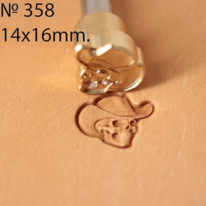 DandS ltd Leather Stamp Tool,Skull with Hat, Professional Steel Craft Tool for Leatherworking, Embossing, Carving & Stamping Leather Projects, Belts Wallets & DIY Projects Compatible with Mallet #358
