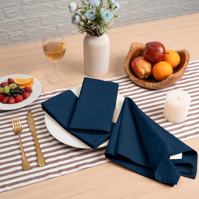 Blue Needles Solid Cloth Napkins Set of 12 Crystal Teal 100% Cotton Dinner Napkins 18x18 inches - Soft, Reusable, Absorbent & Washable Linen, Ideal for Christmas Events, Parties & Everyday Use